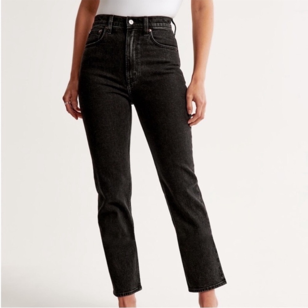 Abercrombie & Fitch Ultra High Rise Ankle Straight Jeans Black Size 29 / 8